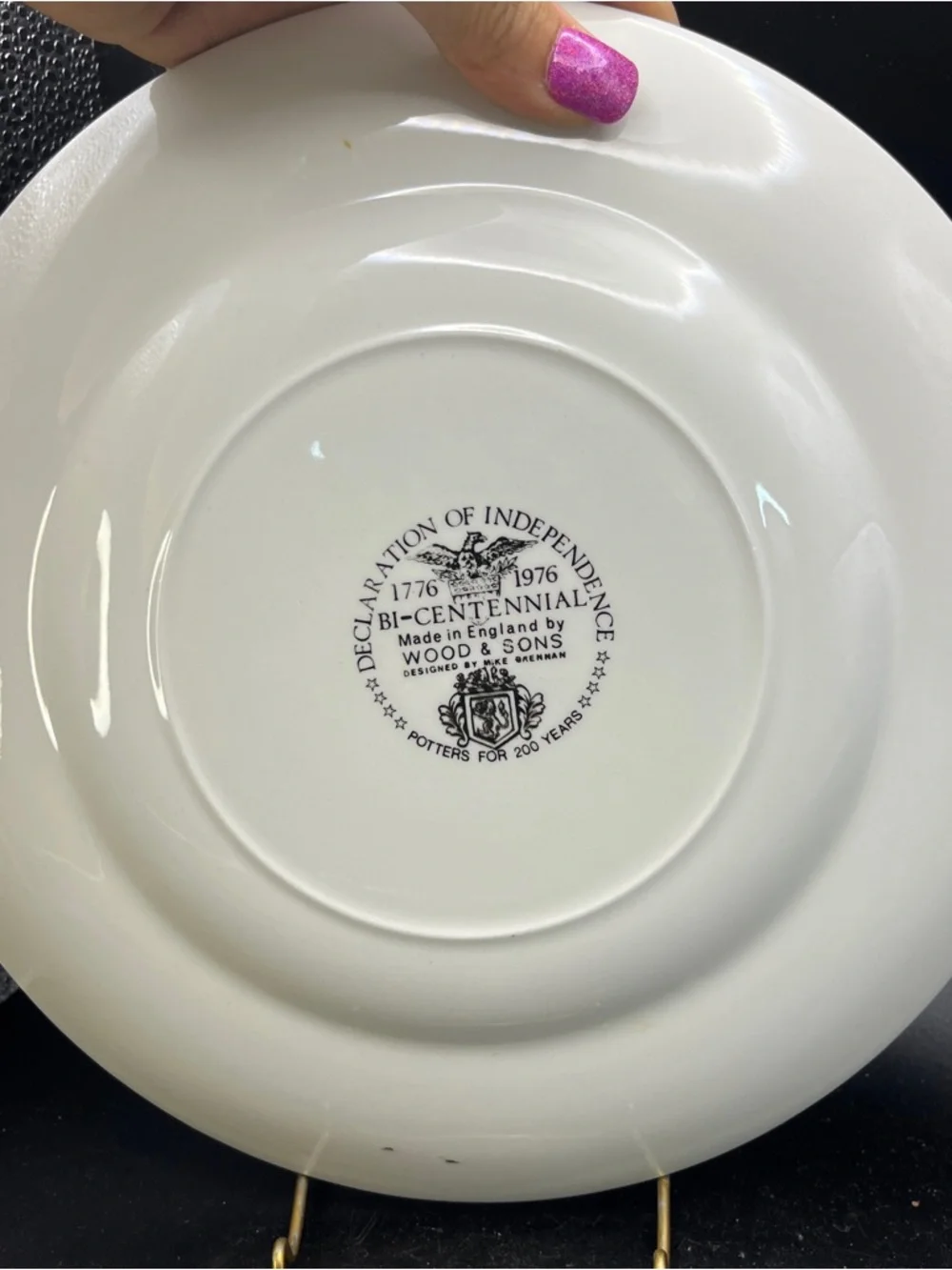 Wood & Sons Bicentennial Declaration of Independence Plate 1776-1976 10